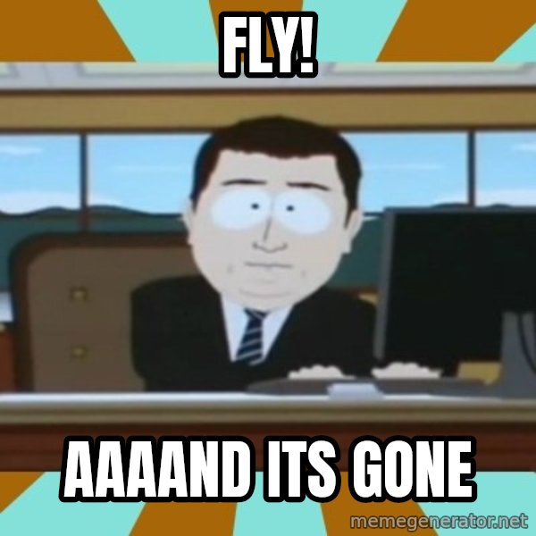 south park aand it's gone meme: fly! / aaaand its gone