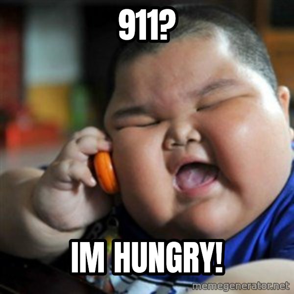 fat chinese kid meme: 911? / iM hungry!