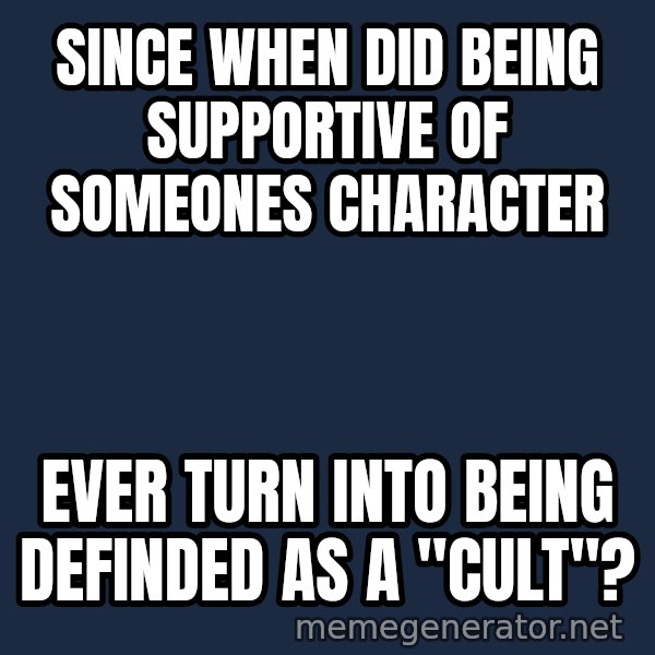 Tim Tebow Laughing meme: since when did being supportive of someones character / ever turn into being definded as a "cult"?