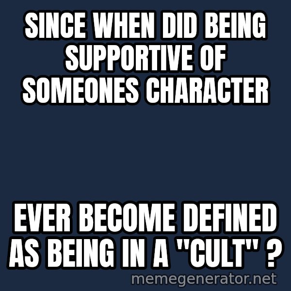 Tim Tebow Laughing meme: since when did being supportive of someones character / ever become defined as being in a "cult" ?