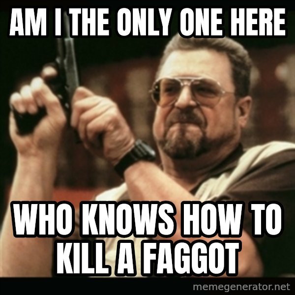 am i the only one around here meme: AM I THE ONLY ONE HERE / WHO KNOWS HOW TO KILL A FAGGOT