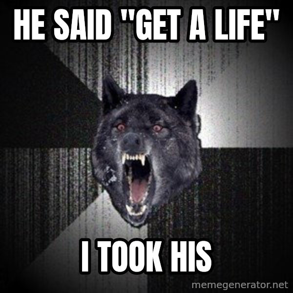 Insanity Wolf meme: he said "get a life" / i took his