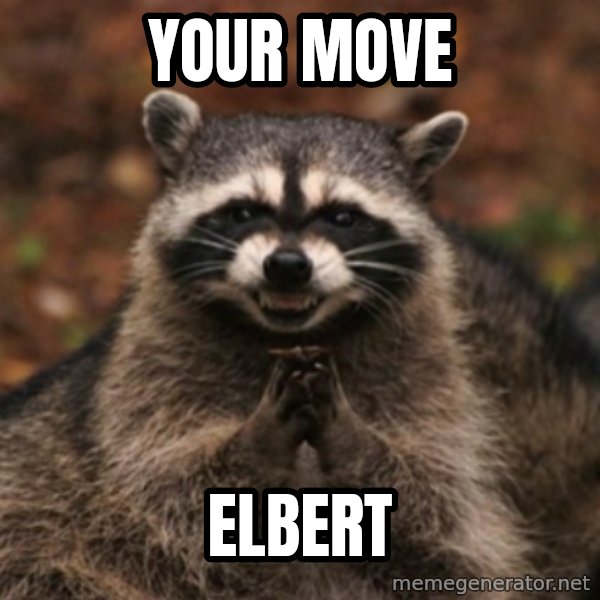 evil raccoon meme: Your move / elbert