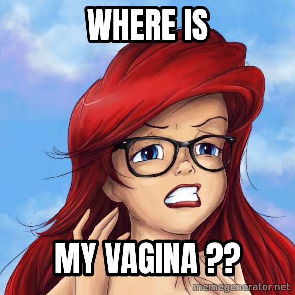 Hipster Ariel meme: WHERE IS / MY VAGINA ??