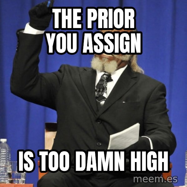 Rent Is Too Damn High meme: the prior you assign / is too damn high