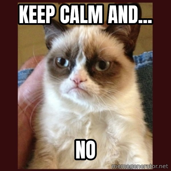 Grumpy Cat  meme: KEEP CALM AND... / NO