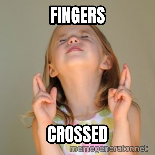 Fingers Crossed meme: FIngers / Crossed