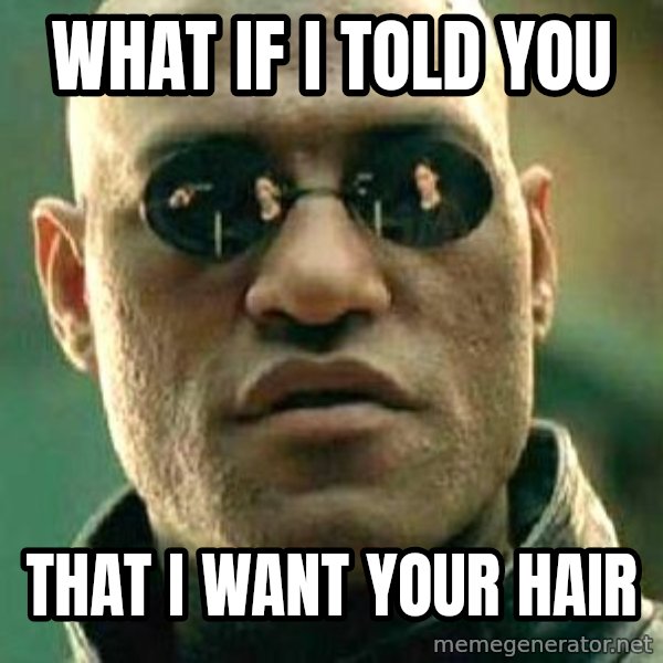 What if I told you / Matrix Morpheus meme: what if i told you / that i want your hair