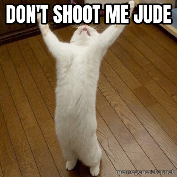 praise the lord cat meme: DON'T SHOOT ME JUDE