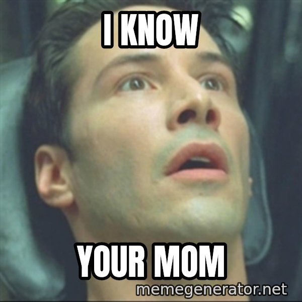 i know kung fu meme: i know / your mom