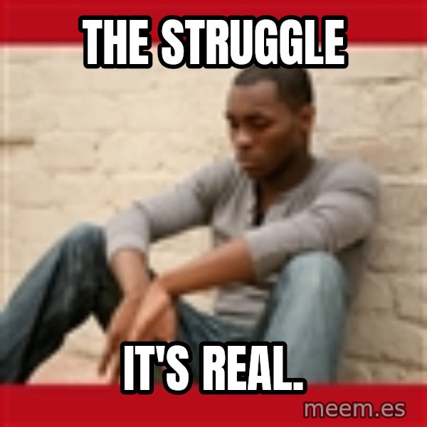 The Struggle Is Real meme: The struggle / it's real.