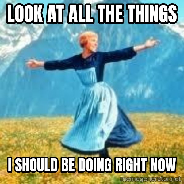 Look at all these meme: LOOK AT ALL THE THINGS / I SHOULD BE DOING RIGHT NOW