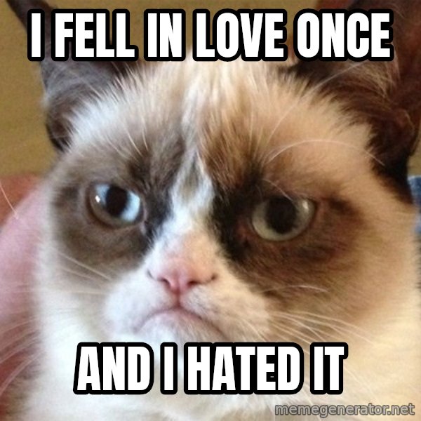 Angry Cat Meme meme: i fell in love once / and i hated it