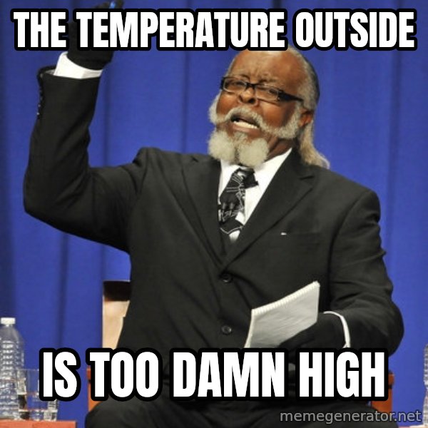 Rent Is Too Damn High meme: the temperature outside / is too damn high