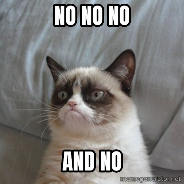 Grumpy cat good meme: NO NO NO / AND NO