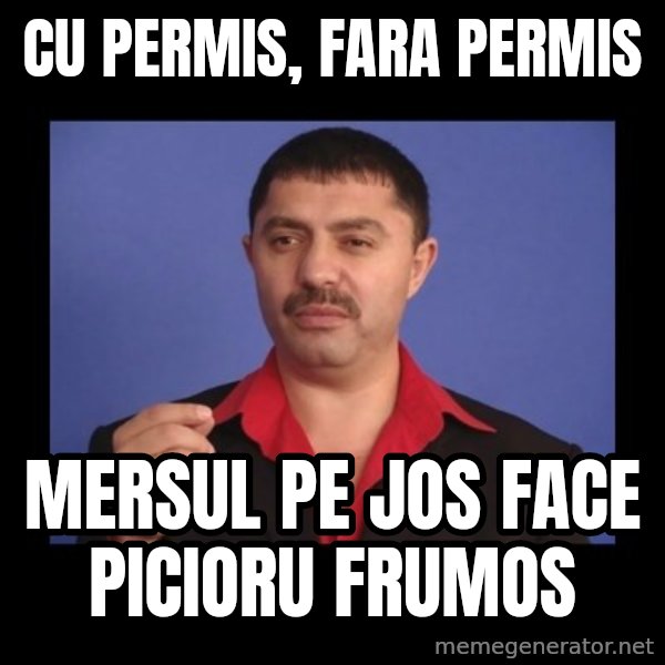 Manelistul Nicolae Guta meme: cu permis, fara permis / mersul pe jos face picioru frumos