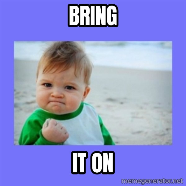 Success Kid meme: Bring / IT ON