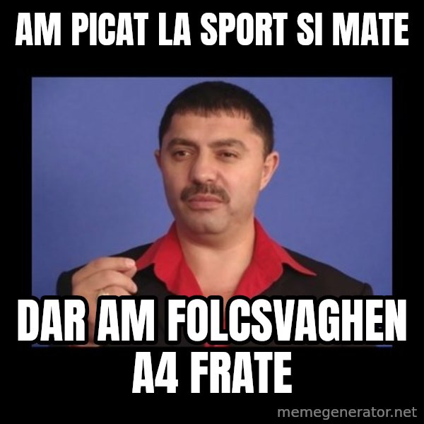 Manelistul Nicolae Guta meme: Am picat la sport si Mate / Dar am Folcsvaghen A4 frate