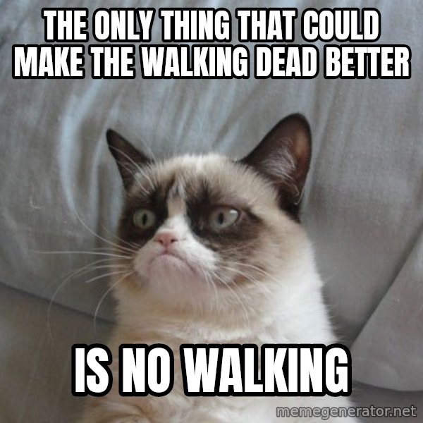 Grumpy cat good meme: The only thing that could make the Walking Dead better / Is no Walking