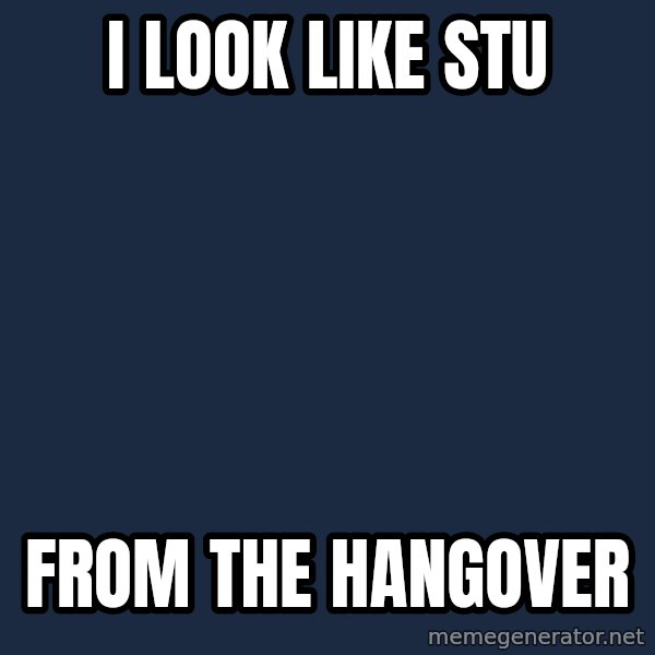 Katainen Perkele meme: I look like stu / from the hangover