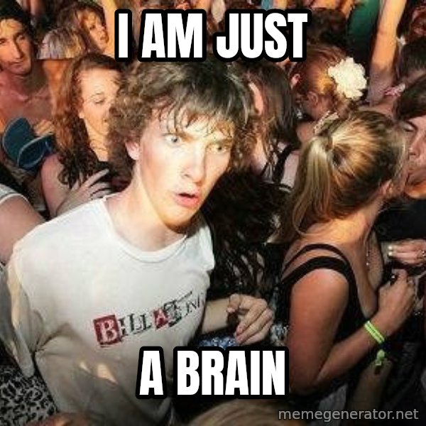 -Sudden Clarity Clarence meme: I am just / A BRAIN