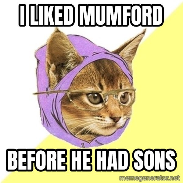 Hipster Kitty meme: I liked mumford / before he had sons