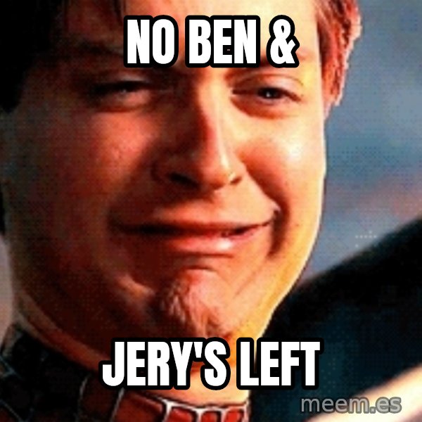 Crying Tobey Maguire meme: no ben & / jery's left