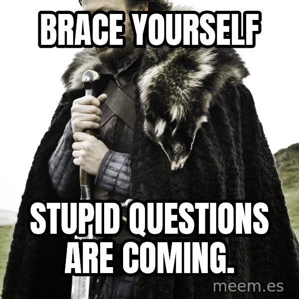 Brace Yourself Meme meme: BRACE YOURSELF / Stupid questions are coming.