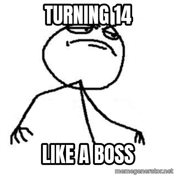 Like A Boss meme: Turning 14 / Like a boss