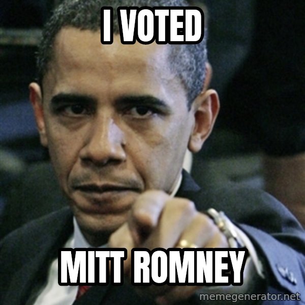 Pissed off Obama meme: I VOTED / MITT ROMNEY
