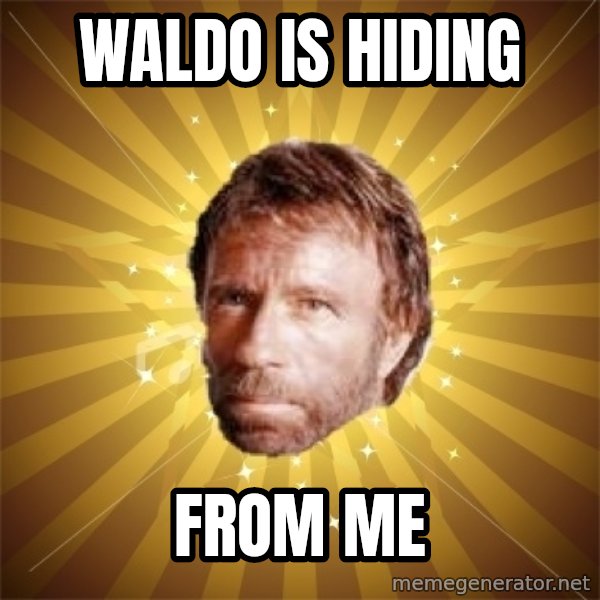 Chuck Norris Advice meme: waldo is hiding / from me