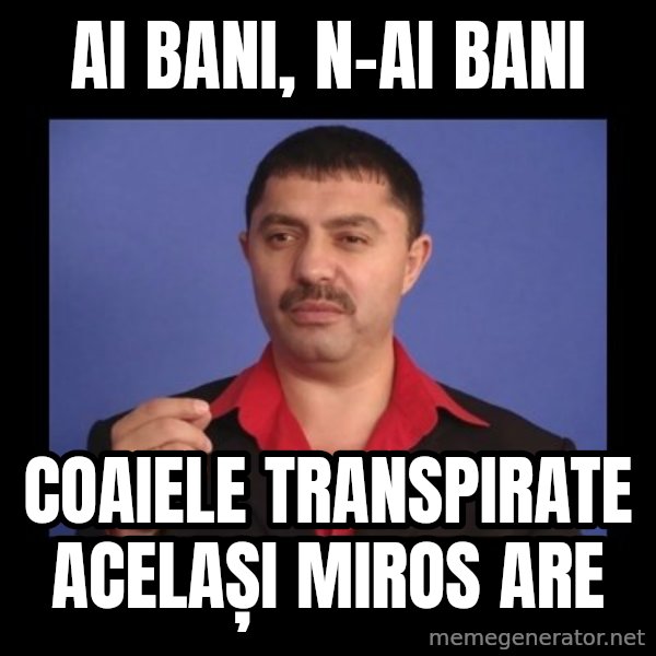 Manelistul Nicolae Guta meme: Ai bani, n-ai bani / Coaiele transpirate același miros are