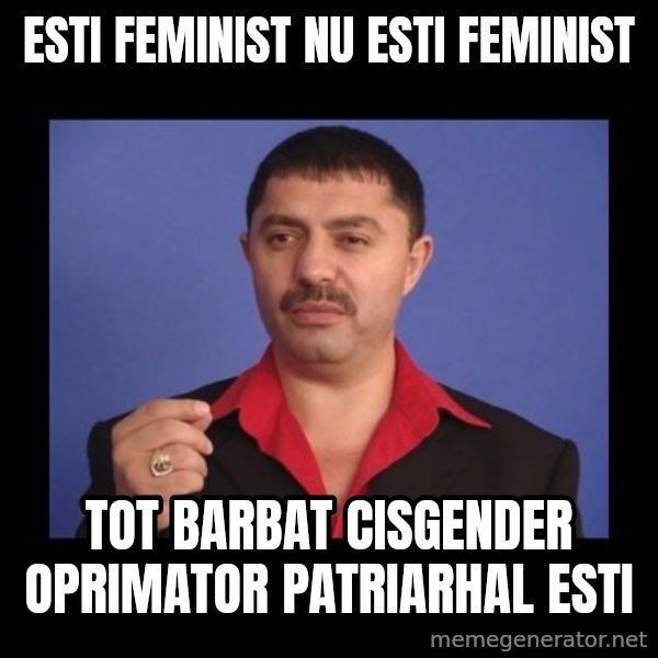 Manelistul Nicolae Guta meme: esti feminist nu esti feminist / tot barbat cisgender oprimator patriarhal esti
