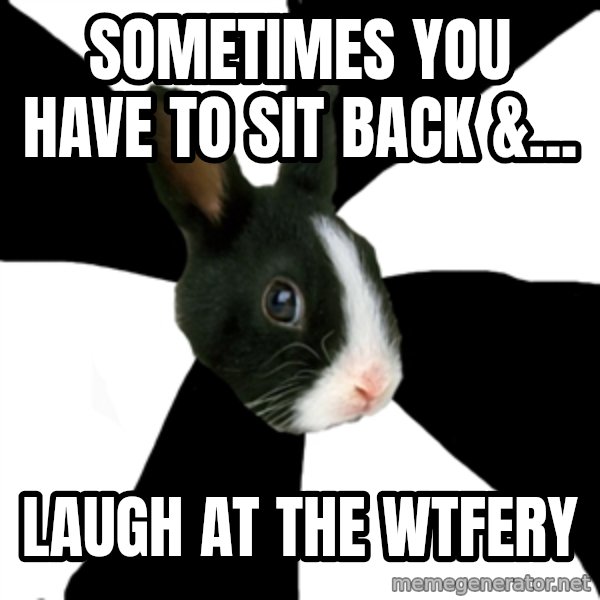 Roleplaying Rabbit meme: Sometimes you have to sit back &... / laugh at the wtfery