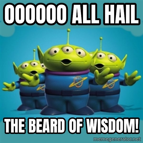 Toy story aliens meme: Oooooo All Hail / The Beard of wisdom!