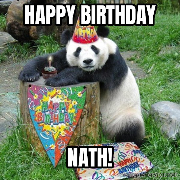 Happy Birthday Panda meme: Happy birthday / Nath!