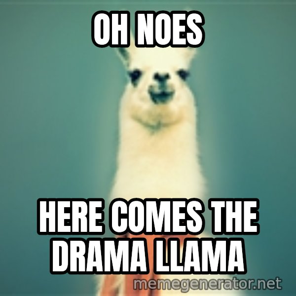Pancakes llama meme: OH Noes / HERE COMES THE DRAMA LLAMA