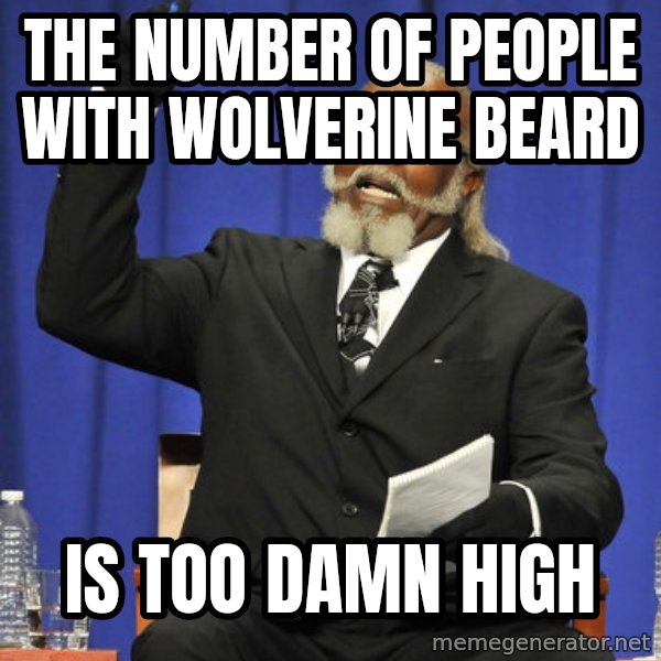 Rent Is Too Damn High meme: The Number of People with Wolverine Beard / is too damn high