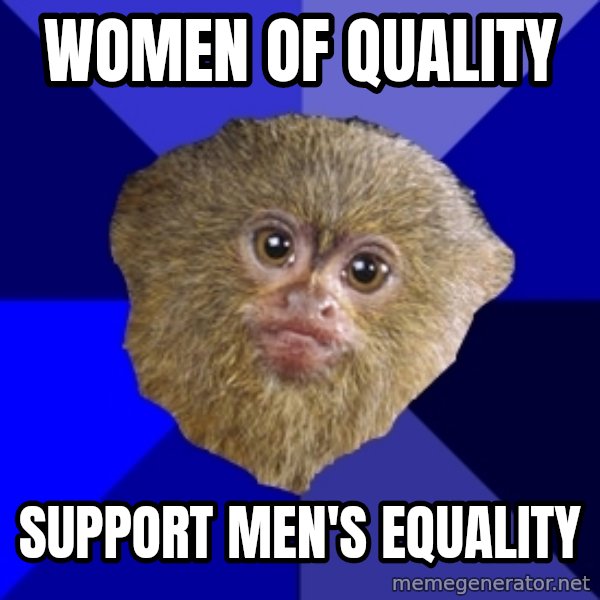 Mra Marmoset meme: women of quality / support men's equality