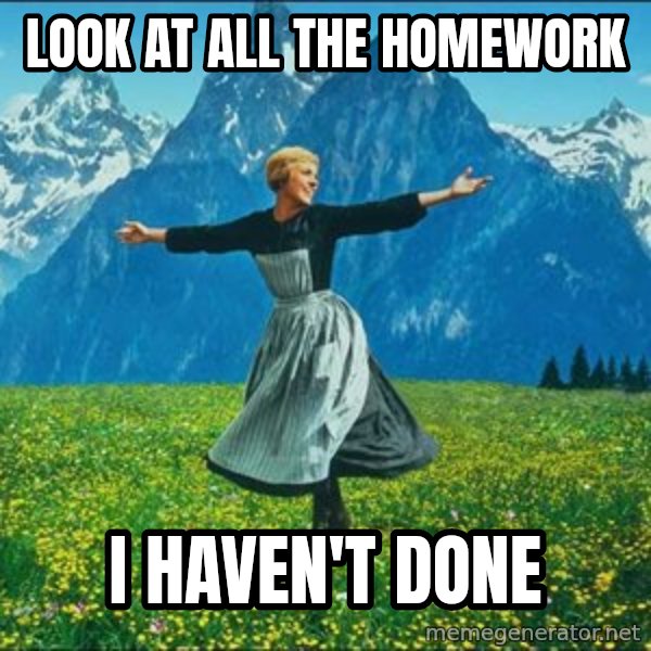 Look at all the things meme: LOOK AT ALL THE HOMEWORK / I HAVEN'T DONE