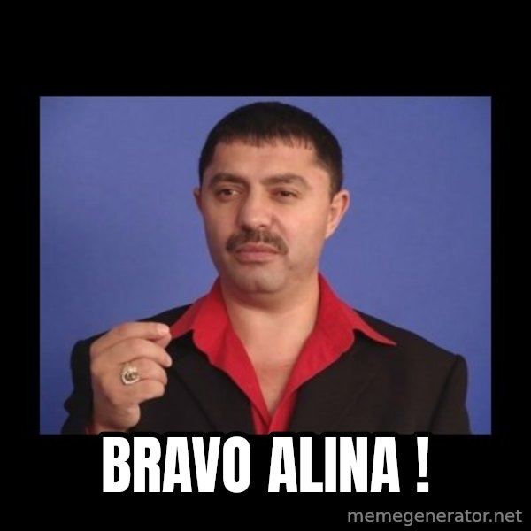 Manelistul Nicolae Guta meme: Bravo Alina !