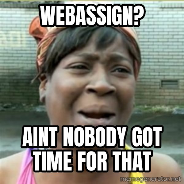 Ain't Nobody got time fo that meme: Webassign? / Aint nobody got time for that