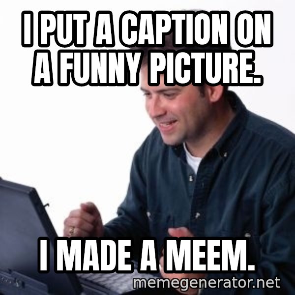 internet dad meme: i put a caption on a funny picture. / i made a meem.