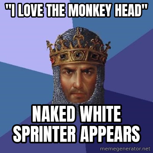 Age Of Empires meme: "I love the Monkey Head" / Naked white sprinter appears