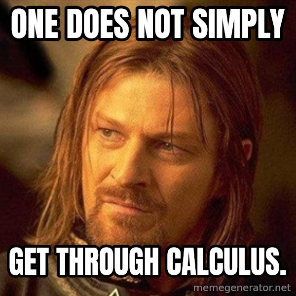 Boromir meme: One does not simply / get through Calculus.