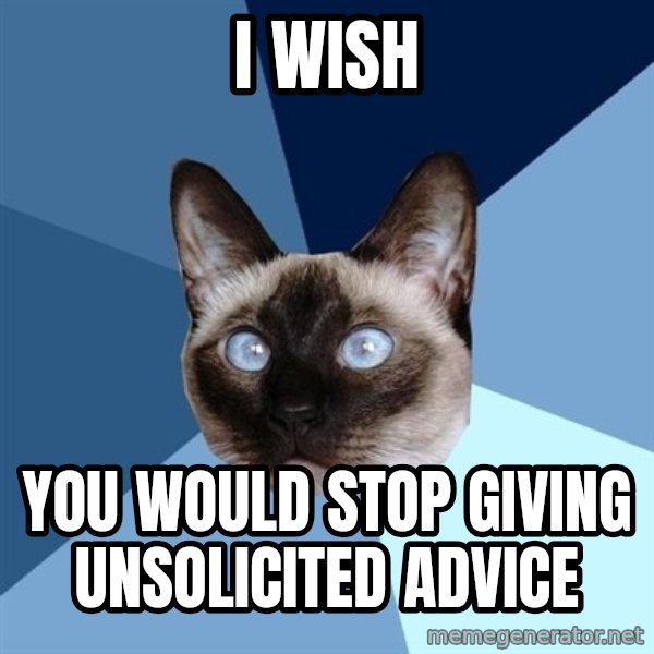 Chronic Illness Cat meme: I wish / you would stop giving unsolicited advice