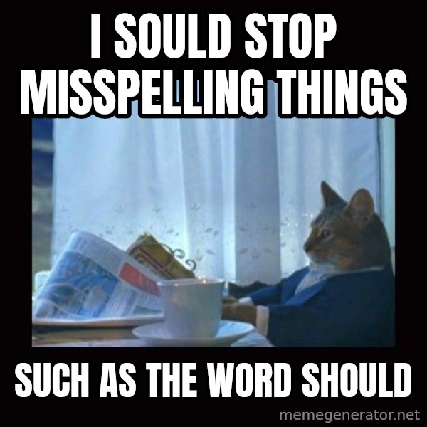 i should buy a boat cat meme: i sould stop misspelling things / such as the word should