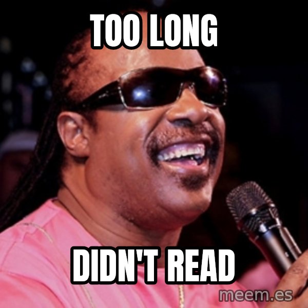 stevie wonder meme: too long / didn't read