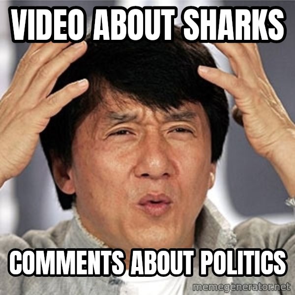 Jackie Chan meme: Video about sharks / Comments about politics