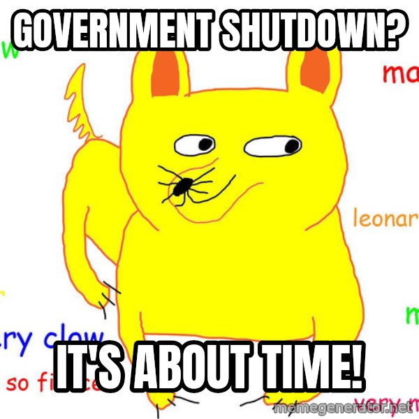 Grumpy Cat  meme: Government Shutdown? / It's about time!
